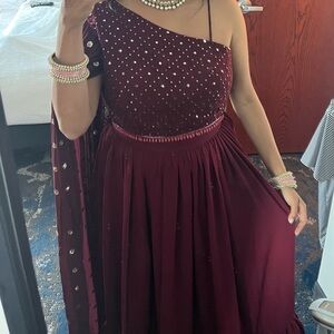 Burgundy / Maroon Indian Outfit Lehenga